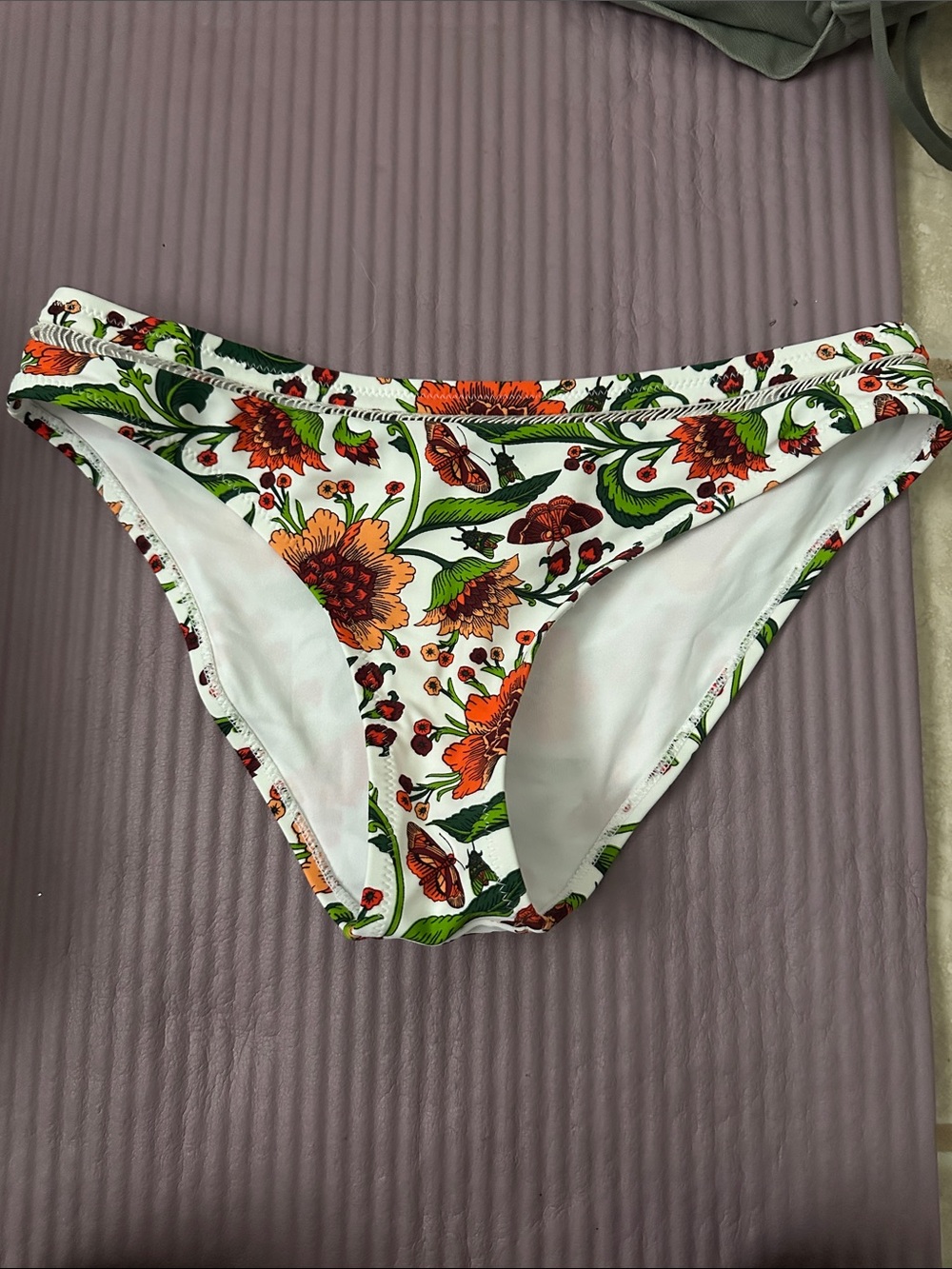Cupshe Floral Print Girls' Bikini Bottoms in White and Orange
